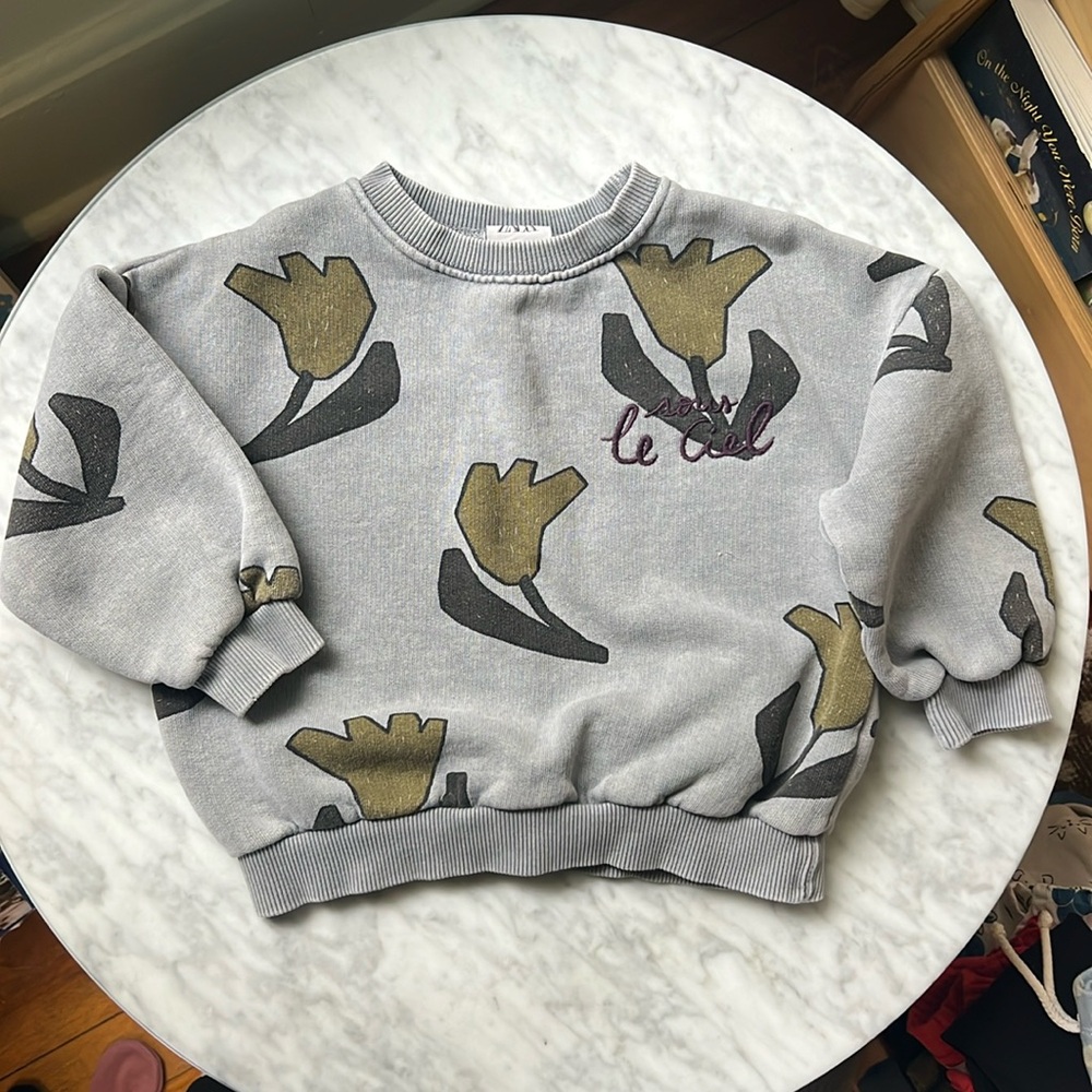 Cozy boxy crewneck // Zara EU // abstract floral design
